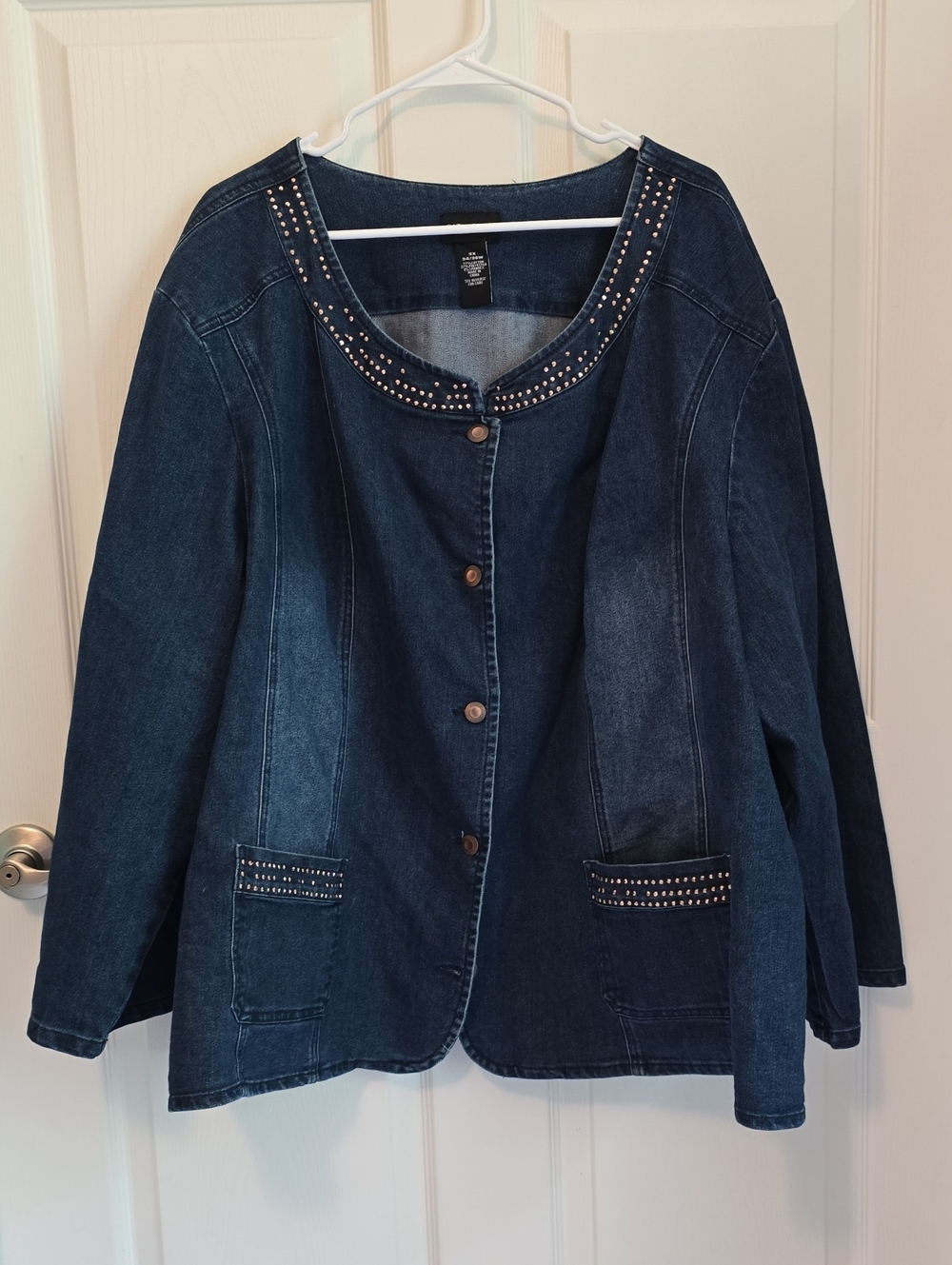 Catherines Dark Blue Denim Jacket with Stud Detail Sz 5X